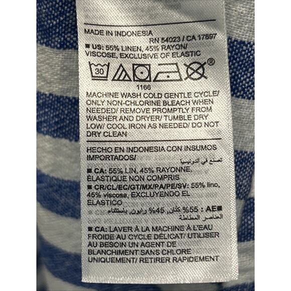 Old Navy Blue & White Stripe Linen Midi Sundress Sz Med Nautical Beach Summer - Picture 8 of 8